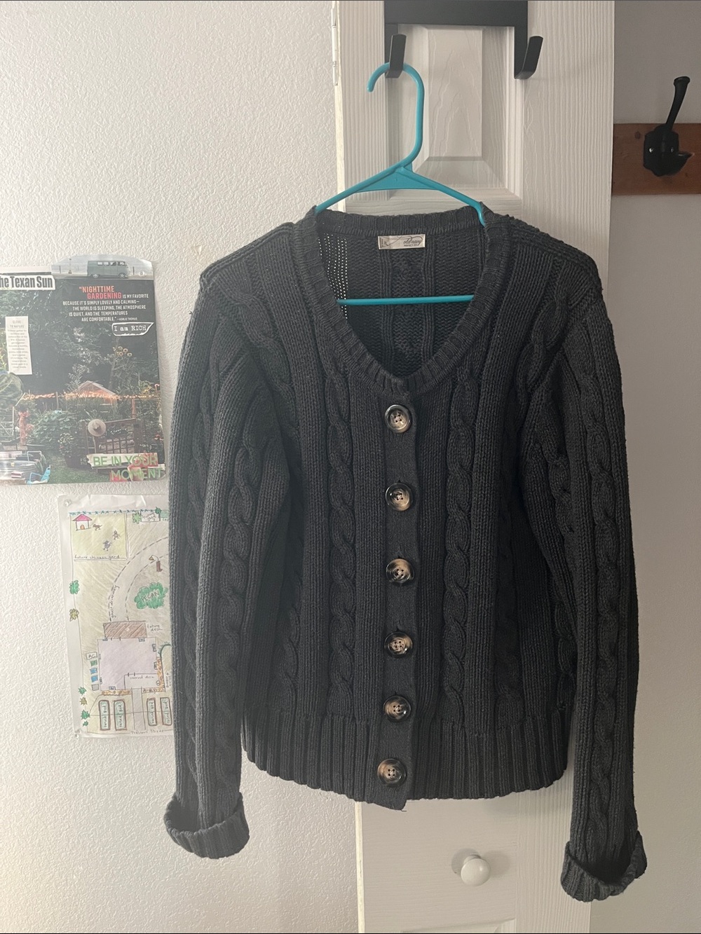 Old Navy Black Cable Knit Button-Front Cardigan